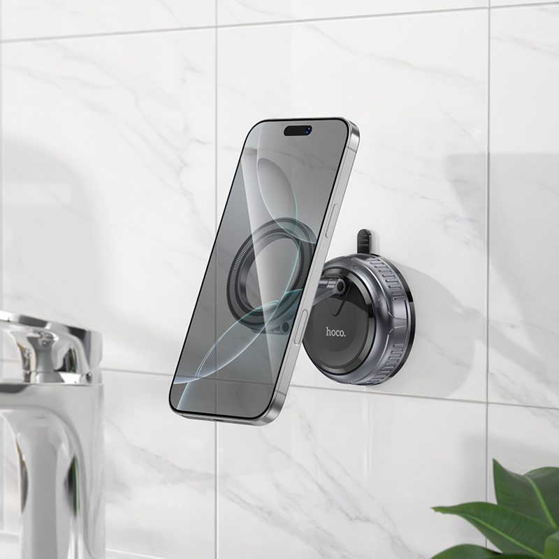 Hoco High Vacuum Suction Cup Magnetic Holder H92 - Black Metal Gray
